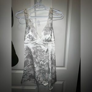 White mini dress with tie back